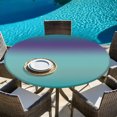 thumbnail image 6 of Teal Purple Ombre Round Tablecloth 55-60 Inch Round Fitted Table Cloth with Elastic Edge, Modern Gradient Abstract Art Waterproof Table Cover Protector for Outdoor Picnic Party Dining, 6 of 9