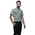 thumbnail image 2 of BESTMAN Chemise en Coton pour Hommes Chemise Décontractée Col Mandarin à Manches Courtes, 2 of 5