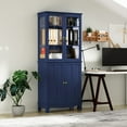 thumbnail image 3 of HLR 72 " Freestanding Kitchen Pantry Storage Sideboard,Glass Display Cabinet with Doors, Navy Blue, 3 of 9