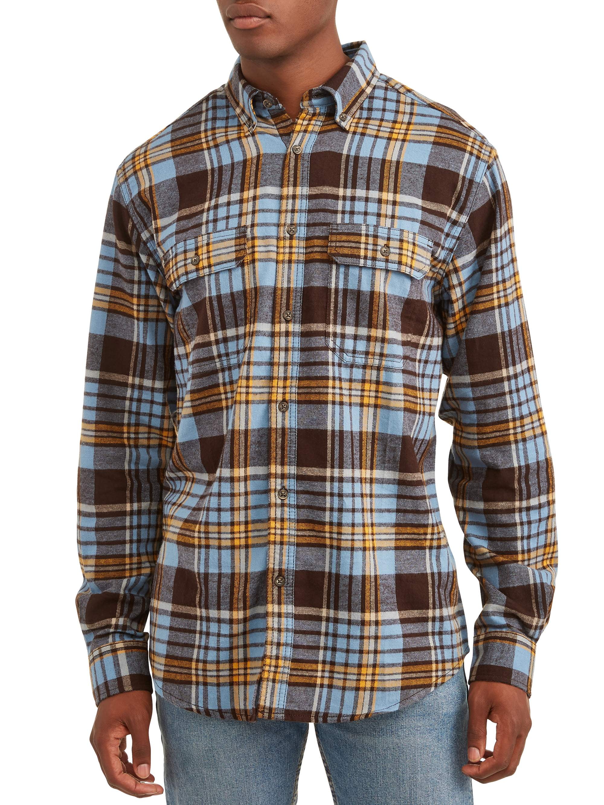 GEORGE - George Men's and Big & Tall Long Sleeve Flannel Shirt, up to ...