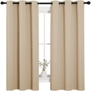 P5HAO Thermal Insulated Grommet Room Darkening Curtains/Draperies/Panels for Bedroom (2 Panels, W42 x L63 inches, Biscotti Beige) Biscotti Beige 42 in x 63 in (W x L)
