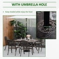 thumbnail image 4 of Outsunny 7-Piece Patio Dining Set, Cast Aluminum Outdoor Furniture Set with 6 Armchairs, 1 Table and Umbrella Hole, Bronze, 4 of 9
