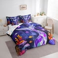 thumbnail image 3 of Feelyou Ocean Mermaid Bedding Comforter Set 7pcs, Purple Starry Sky Queen Bedding Sets, 3 of 8