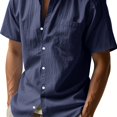 thumbnail image 1 of Dsseng Men‘S Solid Color Linen Collar Short Sleeved Shirt  Loose And Casual Style  Breathable And Comfortable, 1 of 7