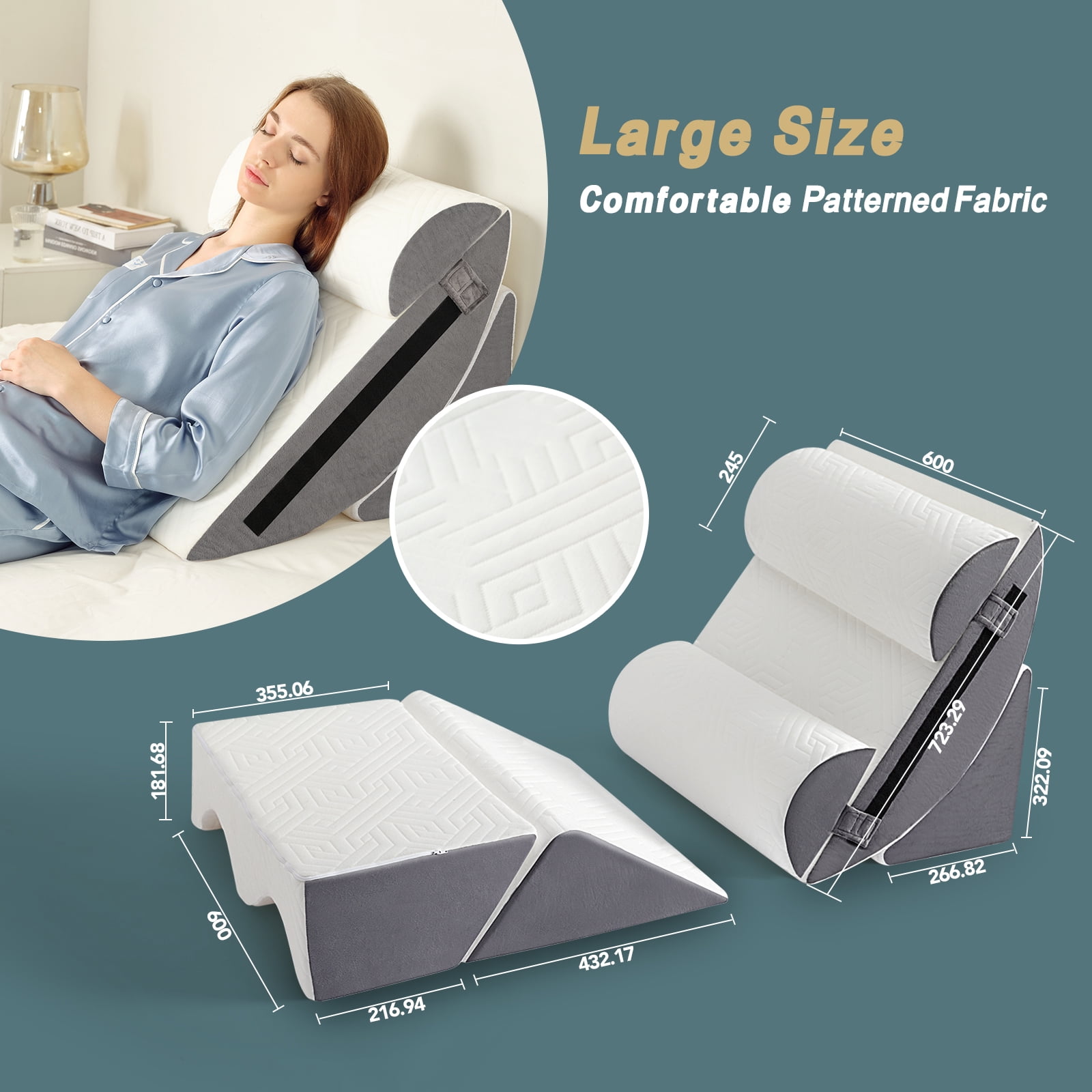 6PCS Orthopedic Bed Wedge Pillow Set for Sleeping - Triangle Pillow Wedge for After Surgery Body Neck Back & Leg Pain Relief Acid Reflux GERD Snoring Relief Supportive Memory Foam mellow cloud pillow
