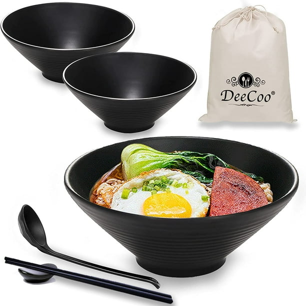 Porcelain Large Serving Bowls - Salad Soup Noodle Ramen Bowls - Big Cereal Pasta Bowl Set - 3 Pack Large Capacity Ceramic Bowl Sets -Microwave & Dishw