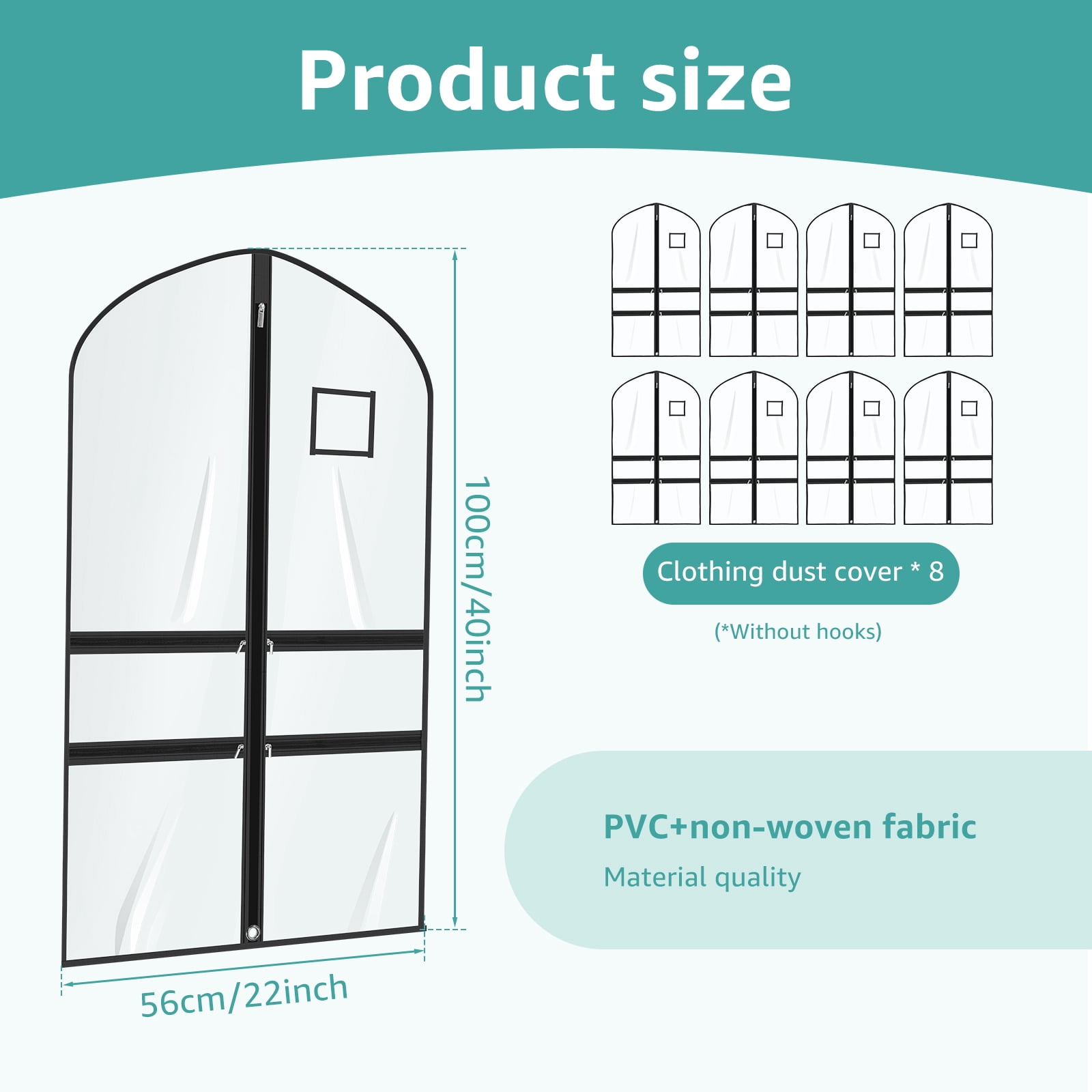 4/8 Pack Dance Garment Bag 40" x 22" PVC Clear Costume Bag for Dancer with 4 Zippered Pocket for Hanging Clothes for Dance Competition Recital Travel and Closet Storage