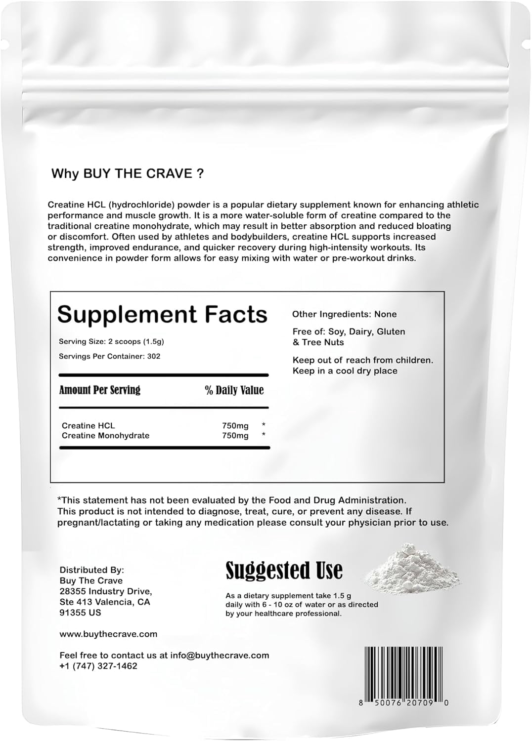 Buy The Crave: Creatine HCL and Creatine Monohydrate Amino Acid Supplements, 16 Oz