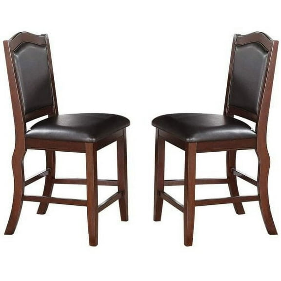 Nmkwnr Faux Leather Dining Chair, Dark Brown, 2 Pack