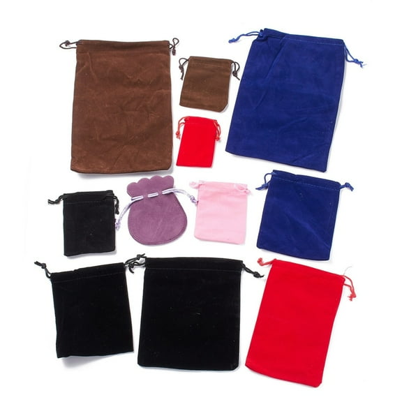 Velvet Packing Pouches Drawstring Bags Rectangle Mixed color 7.5~22x~5~14.4cm
