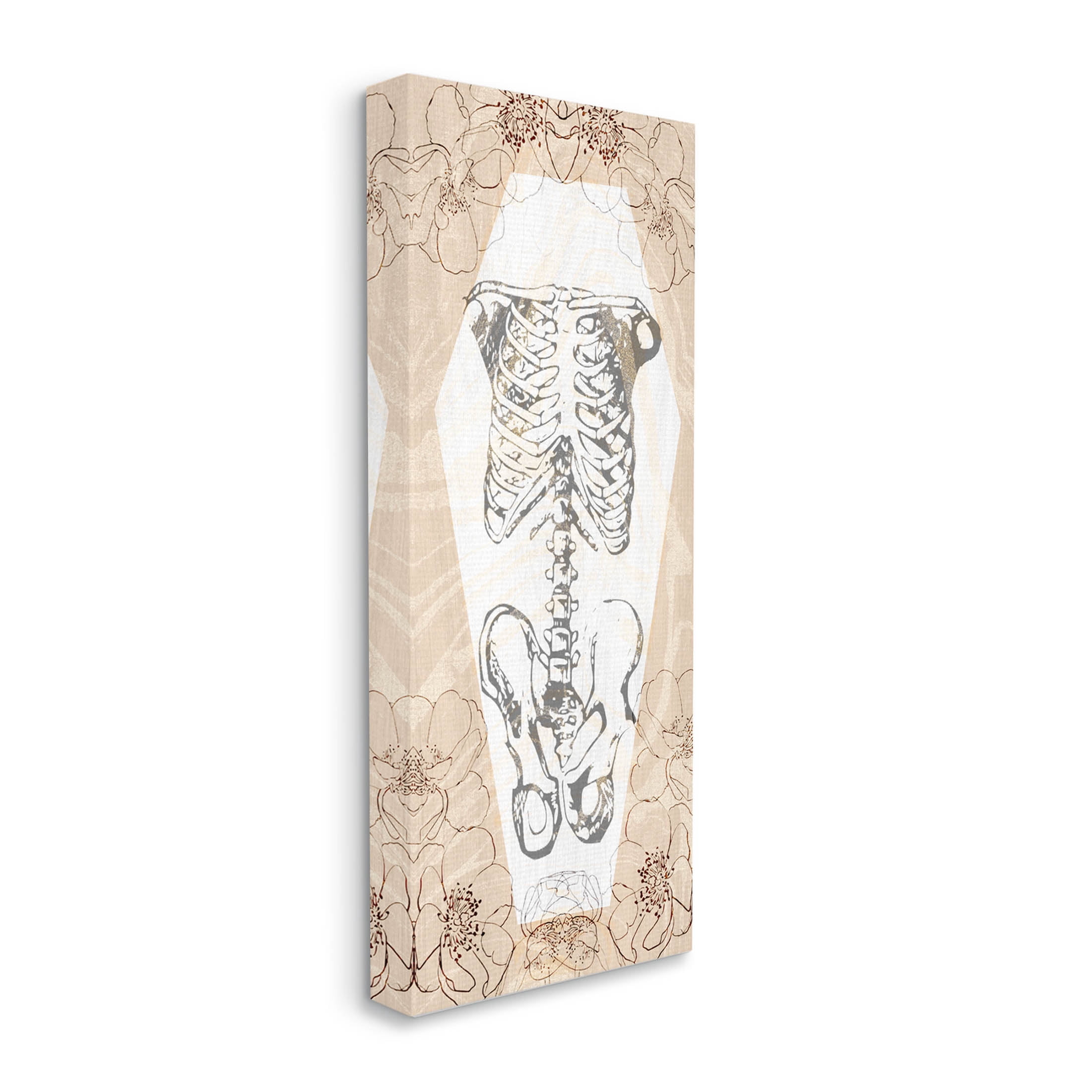 Stupell Industries Floral Skeleton Halloween Layered Graphic Art Gallery Wrapped Canvas Print Wall Art, Design by Lil' Rue
