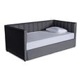 thumbnail image 4 of Cama Doble De Lino Gris Oxford No Incluye Colchones Modelo Gambino Makora Incluye 2 Colchones, 4 of 8