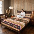 thumbnail image 3 of Manfei Damask Floral Bed Sheets, Baroque Flower Fuul Size Sheets, Orange and Beige, Black Reversible 4pcs1 Flat Sheet + 1 Fitted Sheet + 2 Pillowcases, 3 of 6