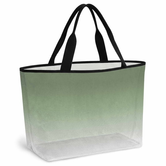 Sage Green Beach Bag for Women, Large Breathable Mesh Beach Tote Bag, Farmhouse Sage Green Ombre Sandproof Lightweight Travel Bags for Vacation Picnic Swimming Pool 15.7"x15.7"x9.1"