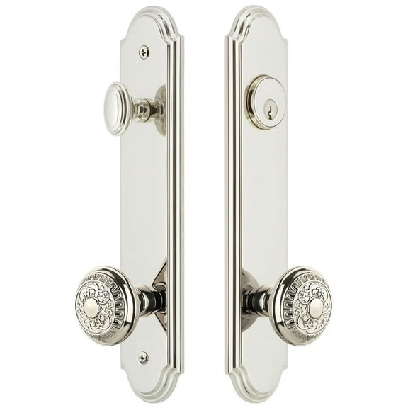 Grandeur Arcwin_Tp_Eset_238 Arc Solid Brass Tall Plate Single Cylinder Keyed Entry Set -