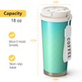 thumbnail image 4 of 18oz Travel Coffee Mug, 316 Stainless Steel Vacuum Insulated Tumbler with 2-in-1 Straw Lid & Strap, Abstract Geometric Print, 4 of 6