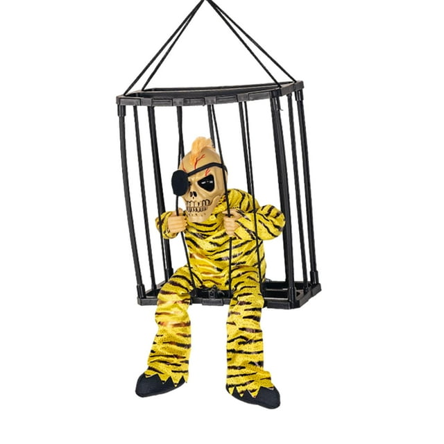 Scary Prison Caged Dead Prisoner Cage Specter Statue Photo Prop Skeleton Toy for Style C