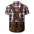 thumbnail image 4 of Men's Oktoberfest Lederhosen Plaid Print Shirt, Casual Short Sleeve Button Down Shirt Tops, 4 of 4