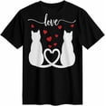 thumbnail image 4 of Cat Couple Women's T-Shirt, Short Sleeve Tee Shirts Casual Tops Red Love Crewneck T Shirt for Women, 4 of 8