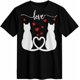 thumbnail image 4 of Camiseta de mujer con pareja de gatos, camisetas de manga corta, camisetas casuales, camiseta de cuello redondo con amor rojo para mujer, 4 of 8