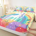 thumbnail image 3 of Homewish Magic Unicorn Animal Bed Sheets for Kids, Mystic Rainbow Cloud King Sheets, Kawaii Cartoon Theme Sheet Set, Microfiber Bedroom Decor, 4 Pieces, 3 of 7