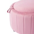 thumbnail image 6 of UIXE 30" Round Storage Ottoman with Flip Top Tray Upholstered Ottoman Coffee Table Modern Velvet Circle Footstool for Bedroom Entryway, Pink, 6 of 7