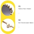 thumbnail image 4 of Pearl Sunglasses Women Metal Frame Round Sunglasses Mirror Pearl Sun Glasses UV400, 4 of 6