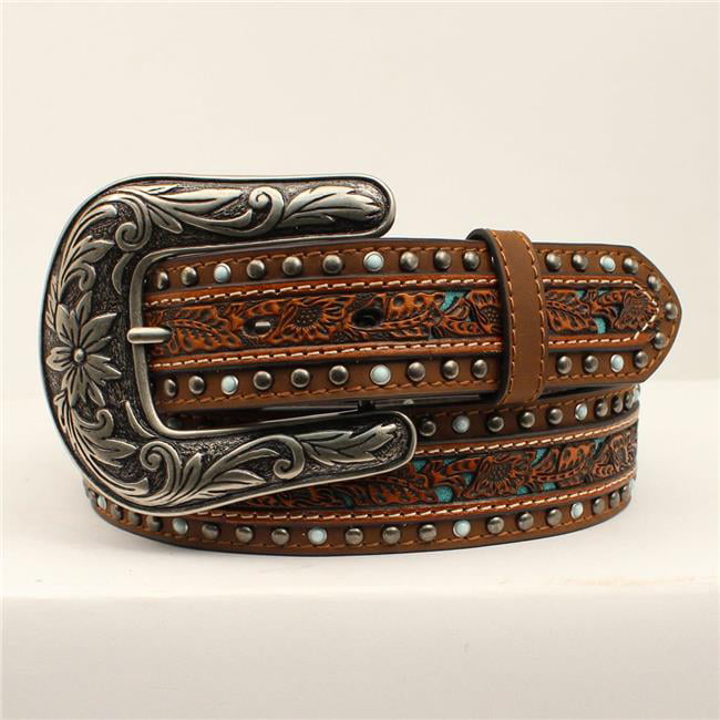 Ariat Western Womens Belt Leather Round Beaded Buckle Brown A1529802 