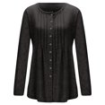 thumbnail image 4 of Autumn Long Sleeve Pleated Button Down Tunic Tops for Women Casual Loose Round Neck T Shirt Ladies Fashion Solid Shirts Blouse, 4 of 6