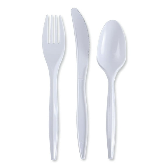 Boardwalk Cutlery Kit 3 Pieces Combo Set with Polypropylene White Handles