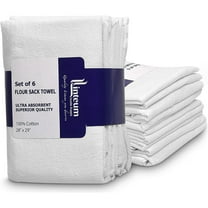 Linteum Textile Classic White Flour Sack Kitchen Towels 100% Cotton, 6 Pack - 28x29 in