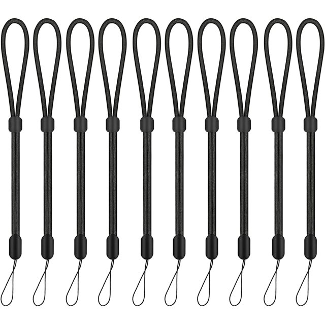 YWC-Hand Wrist Strap Lanyard, 10 Pack 9.5 inch Adjustable Nylon Wristlet Straps Keychain String for Cell Phone Case Holder, AirPods Pro 2 2022, Camera, Key, GoPro, USB Drive, Ski Glove (Black)