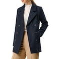 thumbnail image 6 of MODA NOVA Juniors Notched Lapel Double-Breasted Pocket Mid Thigh Overcoat, 6 of 7