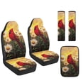 thumbnail image 7 of Xoenoiee Cardinal Daisy Print Car Accessories Set of 5, PU Leather Car Seats Cover Protector, Seatbelt Cover, Auto Armrest Cover Protector for Most Vehicle, SUV, Truck, 7 of 7