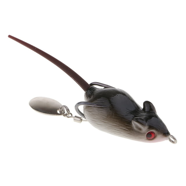 Cebo para ratones Rana Top-Wasser Señuelos para Señuelo de pesca artificial con anzuelos dobles Cod Perch Snakehead Negro