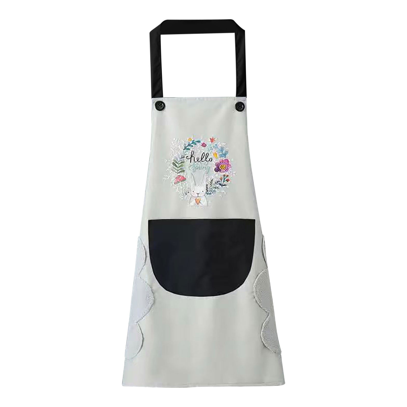 Women Rabbit Cooking Kitchen Apron Pocket Aprons Cotton  Baking Cleaning Home 