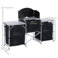 thumbnail image 3 of Outsunny Table de Cuisine Pliante de Camping, Table de Camping Portable, Noire, 3 of 10