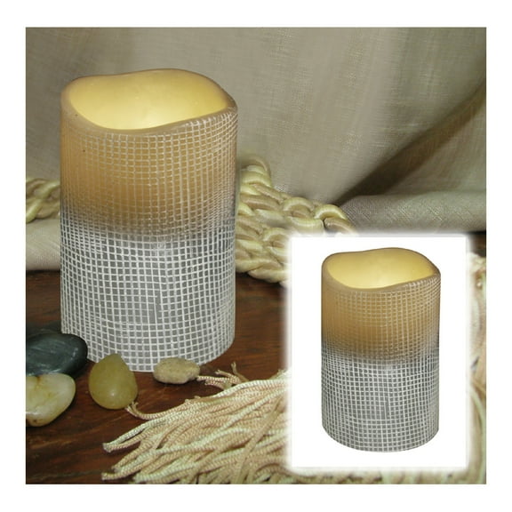 Brite Star Lattice Design Battery Operated Flameless Flickering Wax Pillar Candle - 4"