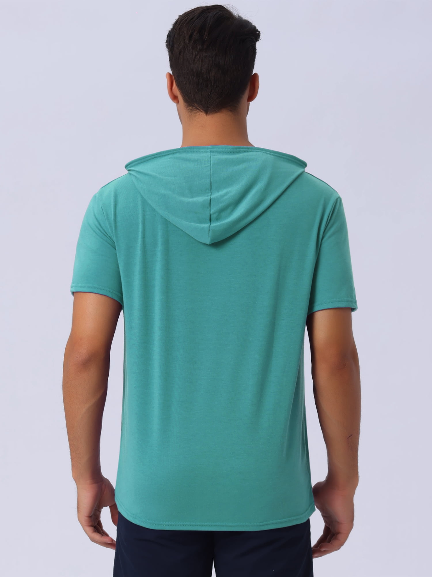 DARING DIVA Men's Casual Short Sleeve Pullover Drawstring Hooded T-Shirt 2XL Dark Green