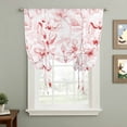 thumbnail image 2 of Pink Flower Tie Up Curtains 45 Inches Long, Kitchen Window Curtains Over Sink, Watercolor Floral Botanical Line Drawing Print Small Window Curtains Shade Balloon Curtains Valances for Bedroom 34"x45", 2 of 8