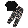 thumbnail image 4 of Usaibhir Girl Outfits Short Sleeve Printed Crop Tops + Camouflage Pants 2pcs Summer Clothes Set 7-14T, 4 of 13