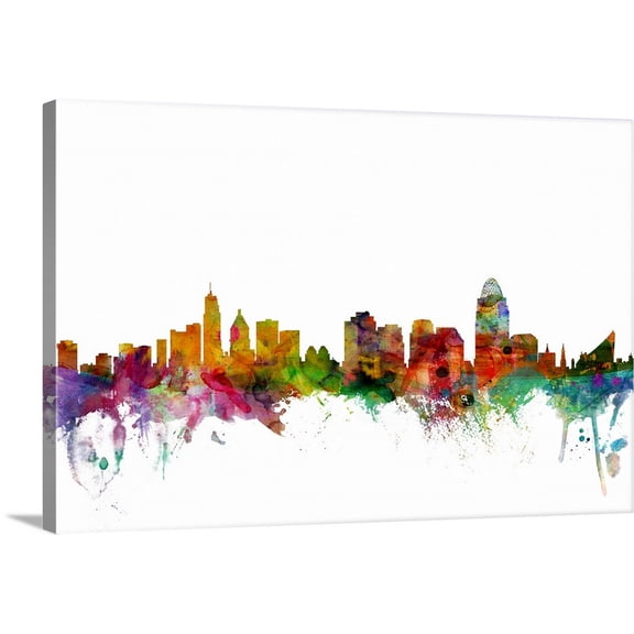 Great BIG Canvas | "Cincinnati Ohio Skyline" Canvas Wall Art - 36x24