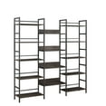 thumbnail image 4 of Triple Wide Large 5 Tier Industrial Bookshelf, Vintage Wood Bookcase for Living Room Bedroom Living Room Office, Dark Grey, 4 of 10