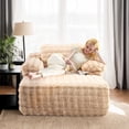 thumbnail image 2 of Ktaxon 68" Lounge Chair, Bubble Fleece Fabric Sofa Bed, Boneless Sleeper Chaise with Removable Backrest & Pillow-Top Armrests for Living Room Light Khaki, 2 of 10