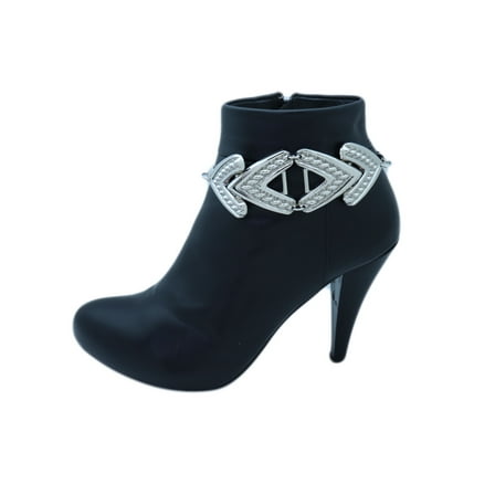 Women Silver Metal Chain Boot Bracelet Anklet Shoe Arrow Charm