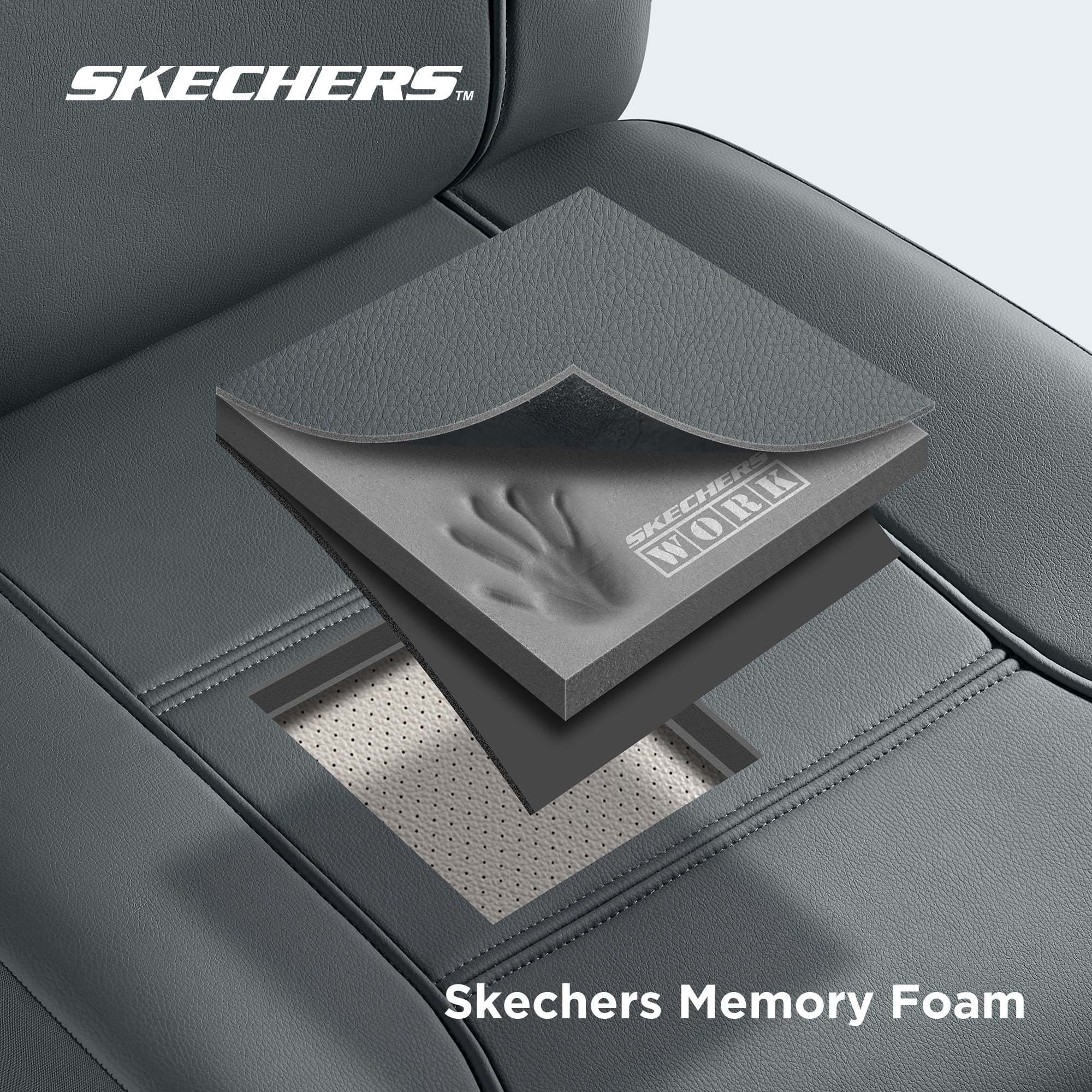 Skechers Car Seat Cover Leather  Front Seat Cover Universal Fit For Most Cars, SUVs and Vans( Gray Color)