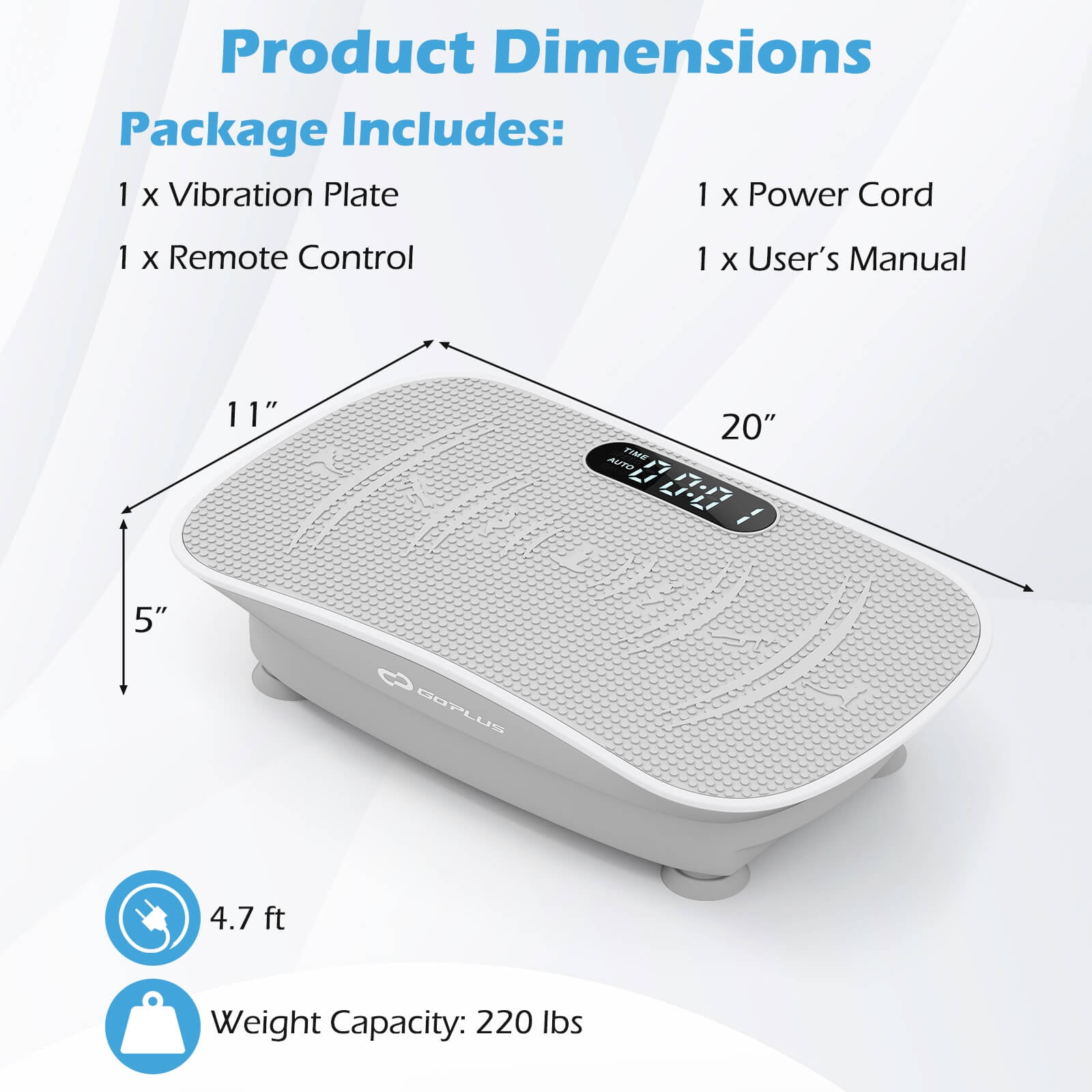 Goplus Vibration Plate Exercise Machine with 10 Speed Intensities Remote for Home Fitness Gray