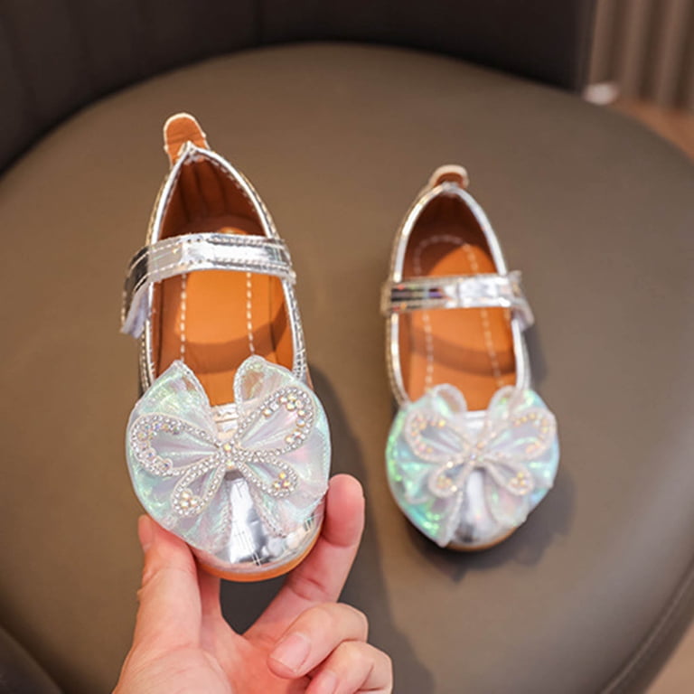 big girl silver dress shoes Atoguta Dress Shoes for Big Girls Silver Kids Party Wedding Shoes with Bowknot Back to School Princess Shoe, Girl's, Size: 2 Big Kid
