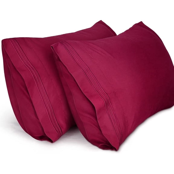 Lirex Pillow Cases, Ultra-Soft Wrinkle-Resistant Microfiber, King Size 20x40, 2-Pack, Burgundy