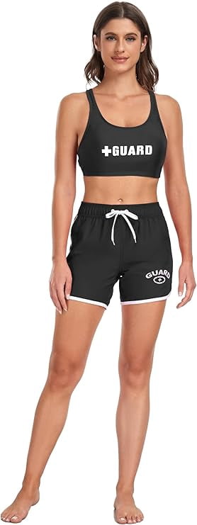 Adoretex Women's Guard Swim Board Short 5" (FGB010) - Black/White - X-Large